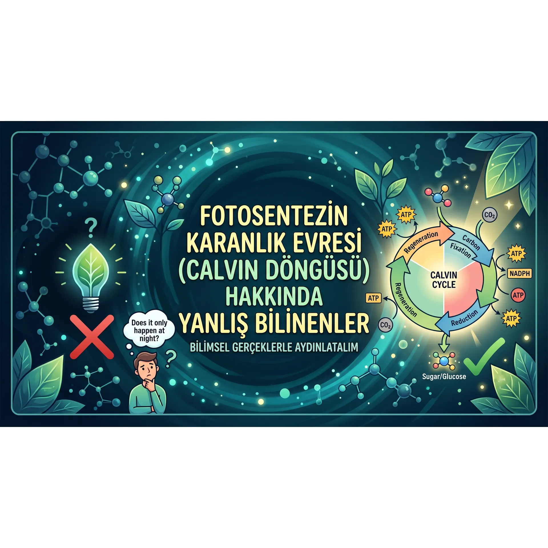 Fotosentezin Karanlık Evresi (Calvin Döngüsü) Hakkında Yanlış Bilinenler kapak görseli